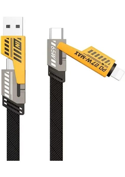 4 In 1 Type-C Type-C USB Type-C Type-C Lightning USB Lightning Süper Hizli Şarj Kablosu 100W 1.5 Metre modelleri