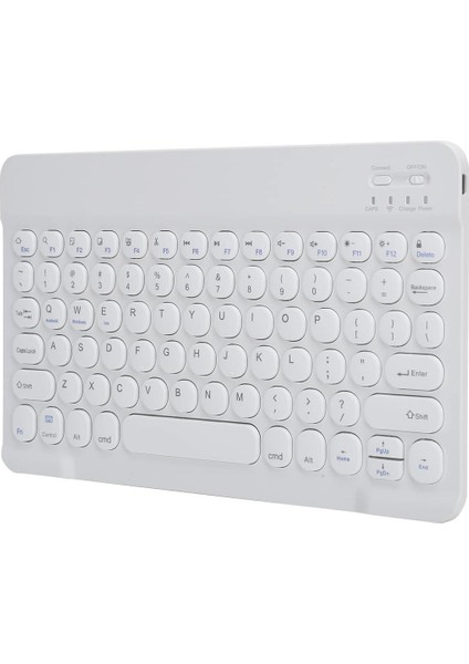 Hometech Premium Tab 10 10.1" Uyumlu Kablosuz Bluetooth Şarj Edilebilir Yuvarlak Tuşlu Klavye - Beyaz