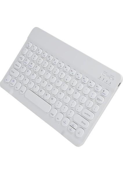 Hometech Premium Tab 10 10.1" Uyumlu Kablosuz Bluetooth Şarj Edilebilir Yuvarlak Tuşlu Klavye - Beyaz