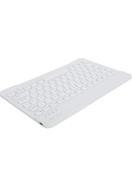 Hometech Premium Tab 10 10.1" Uyumlu Kablosuz Bluetooth Şarj Edilebilir Yuvarlak Tuşlu Klavye - Beyaz