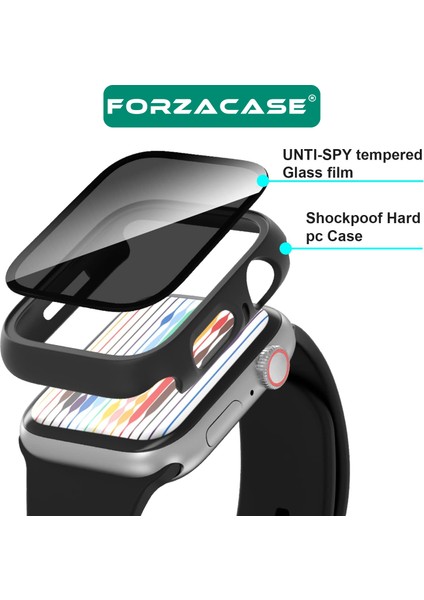 Apple Watch 44 mm ile Uyumlu Privacy Hayalet Ekran Korumalı Sert Rubber Kılıf - FC675 modelleri