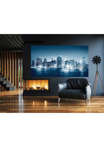 Modern New York Gece Manzara Emlak Mimarlık Ofis Özel Tasarım Kanvas Tablo