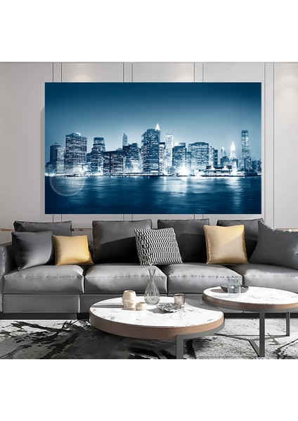 Modern New York Gece Manzara Emlak Mimarlık Ofis Özel Tasarım Kanvas Tablo fiyatları