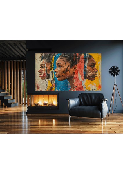 Soyut Modern Renkli Afrikalı Kadınlar Graffiti Özel Tasarım Kanvas Tablo