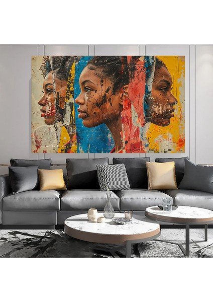 Soyut Modern Renkli Afrikalı Kadınlar Graffiti Özel Tasarım Kanvas Tablo fiyatları