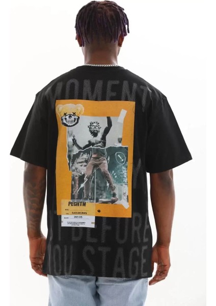 Baskılı Oversize T-Shirt - Siyah