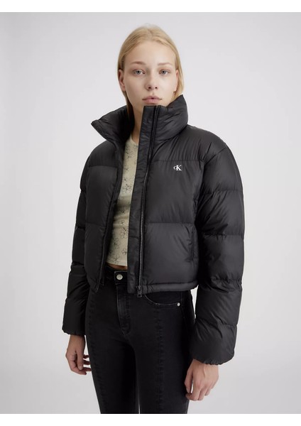 Calvin Klein Kadın Down Cropped Puffer Mont-Siyah