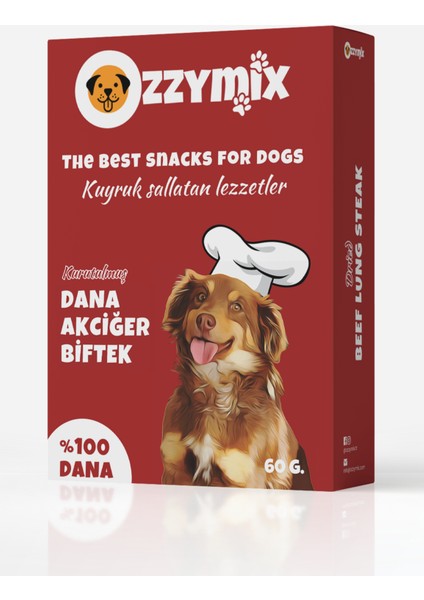 Kurutulmuş Dana Akciğer Biftek Köpek Ödül Maması 60 gr