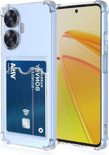 Realme C55 Kılıf Darbe Emici Köşe Korumalı Kartlıklı Cüzdanlı Silikon Kapak