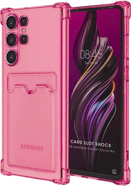 Samsung Galaxy S24 Ultra Kılıf Darbe Emici Köşe Korumalı Kartlıklı Cüzdanlı Silikon Kapak