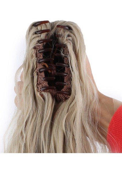 Tokalı Kabartılmış Dalgalı At Kuyruğu / Kumral Beyaz Platin Röfleli fırsatları