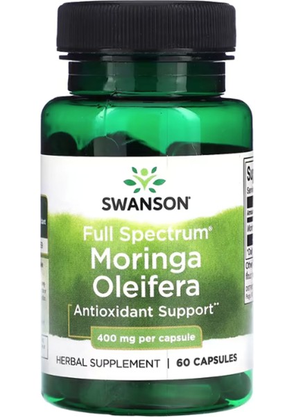 Full Spectrum Moringa Oleifera 400MG 60 Capsul usa Menşei 3643