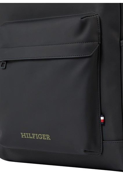 Tommy Hilfiger Siyah Erkek Sırt Çantası Th Monotype Raın Pu Dome Bckpck