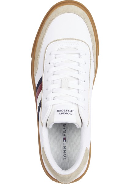 Tommy Hilfiger Beyaz - Çok Renkli Erkek Sneaker Th Cupset 1A2 Lth Mıx