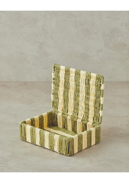 Colorful Striped Kağıt Ip Dekoratif Kutu Natural Yeşil fiyatları