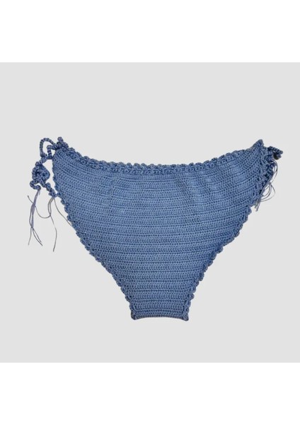 El Yapımı Tığ Örgü Bikini Takımı 36 Beden - Mavi
