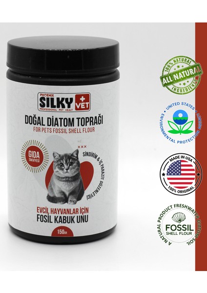 Kediler Için Doğal Diatom Toprağı Gıda Takviyesi (150gr)