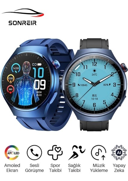 Spor Watch 4 Pro 120HZ Amoled Ekran Su Geçirmez Sesli Arama Yapan Akıllı Saat Huawei Apple iPhone Uyumlu