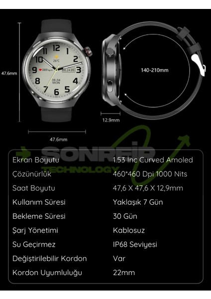 Spor Watch 4 Pro 120HZ Amoled Ekran Su Geçirmez Sesli Arama Yapan Akıllı Saat Huawei Apple iPhone Uyumlu