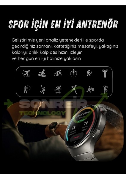 Spor Watch 4 Pro 120HZ Amoled Ekran Su Geçirmez Sesli Arama Yapan Akıllı Saat Huawei Apple iPhone Uyumlu