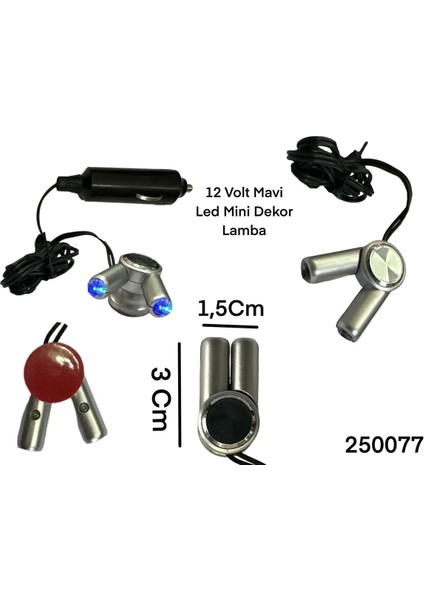 1 Adet 12 Volt Mavi Mini Dekor LED Lamba Çakmaklık Uçlu