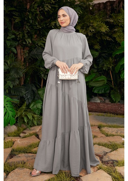 6614-Tensel Büzgülü Elbise