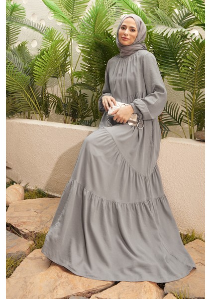 6614-Tensel Büzgülü Elbise modelleri