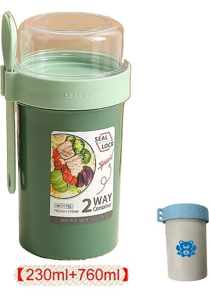 Plastik Kapaklı ve Çatallı Taşınabilir Salata Bardağı Kabı (Yurt Dışından)