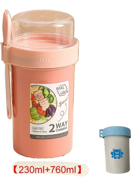 Plastik Kapaklı ve Çatallı Taşınabilir Salata Bardağı Kabı (Yurt Dışından)
