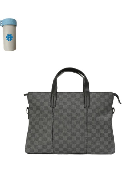Iş Çantası Erkek Çanta Evrak Çantası Moda Omuz Çantası Crossbody Çanta Ekose (Yurt Dışından)