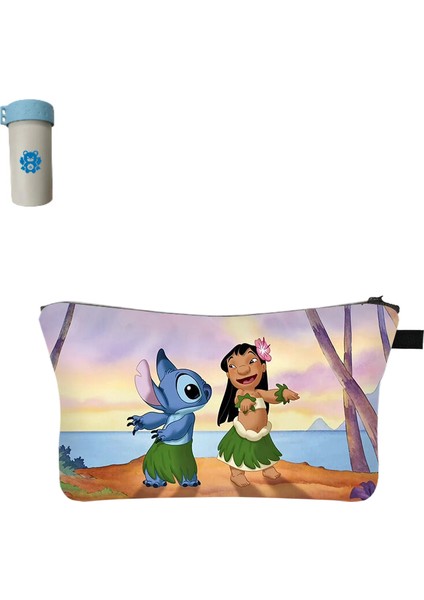 Disney Stitch Bayan Kozmetik Çantası Kız Karikatür Sevimli Baskı Seyahat Makyaj Tuvalet Malzemeleri Taşınabilir (Yurt Dışından)