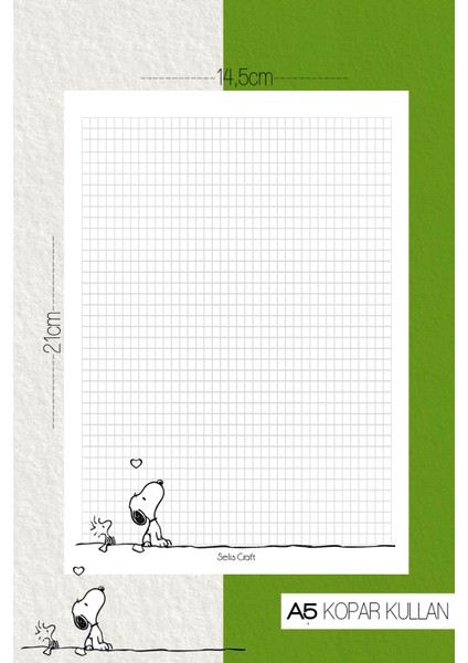 Snoopy Desenli Kareli Notepad 01 Günlük Planlayıcı, Defter, To Do List, Not Defteri, Ajanda