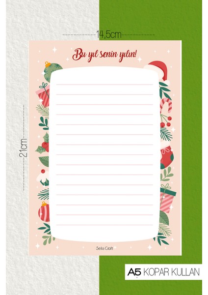 Yeni Yıl Çizgili Notepad 06 Günlük Planlayıcı, Defter, To Do List, Not Defteri, Ajanda