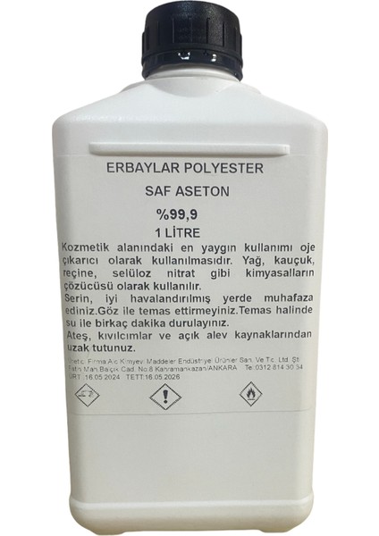 Saf Aseton %99,9 Oje Temizleyici 2 Litre