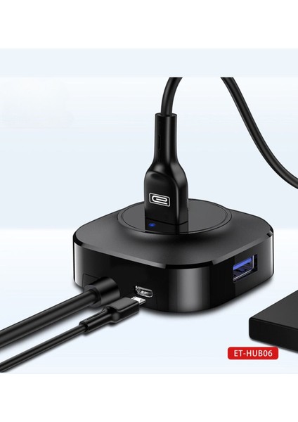HUB06 Tak Çalıştır 4 Adet USB 2.0 Çıkışlı USB Çoklayıcı - Siyah
