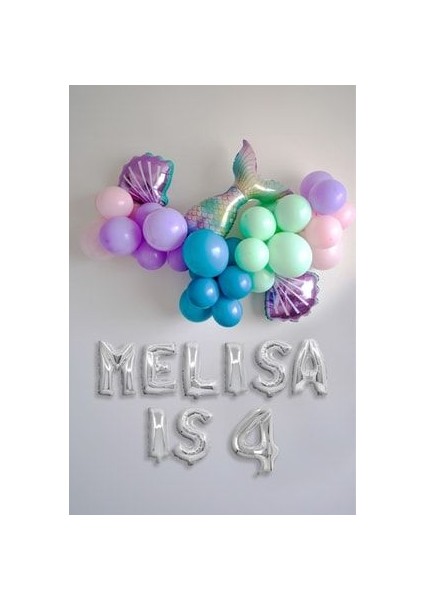 Deniz Kızı Doğum Günü Konsepti Balon Zinciri Rakam Balon ve Harf Balon Seçimli