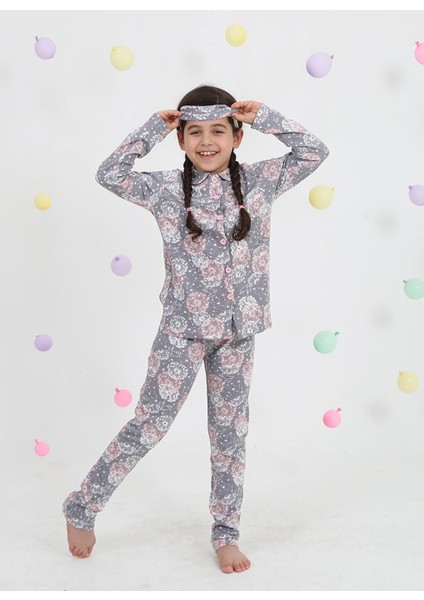 Bebe Yaka Düğmeli Kız Çocuk Pijama Takımı