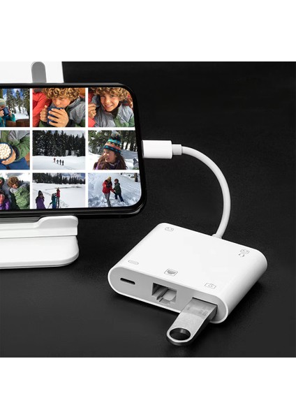 iPhone iPad Lightning Live Converter USB Ethernet Şarj Girişli Kulaklık Hub Çevirici S-330