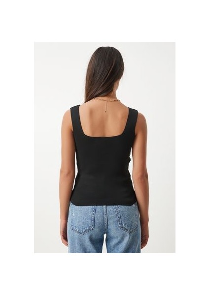 2'li Kare Yaka Kalın Askılı Triko Bluz Siyah Beyaz fırsatları