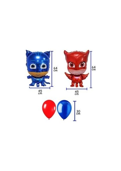 5 Yaş Gümüş Rakam Balonlu Pijamaskeliler Balon Karşılama Seti Pjmasks Kedi Çocuk Baykuş Kız fiyatları