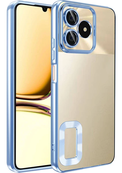 Realme Note 50 Kılıf Kamera Lens Korumalı Şeffaf Renkli Logo Gösteren Parlak Kapak