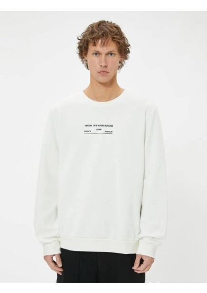 5WAM70094MK Koton Erkek Sweat Beyaz