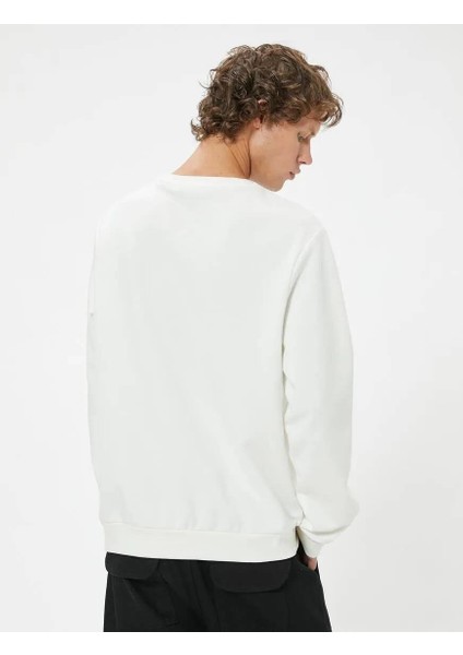 5WAM70094MK Koton Erkek Sweat Beyaz fırsatları