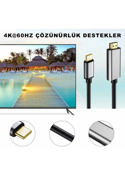 Type-C HDMI 4K Görüntü Aktarım Kablosu Tak Çalıştır ZX-122 1,8 Metre