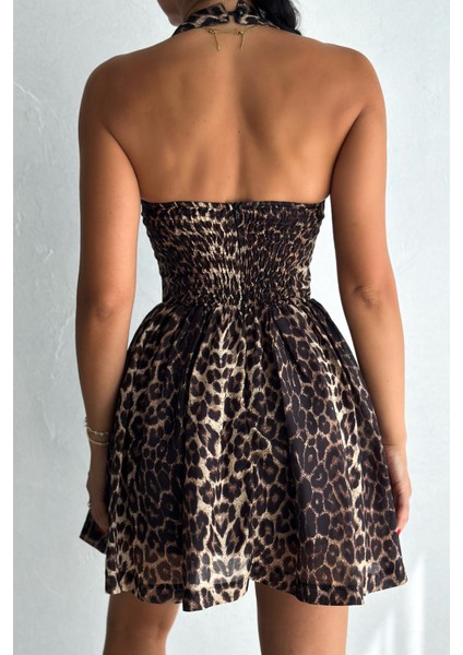 Leopar Desenli Prenses Elbise