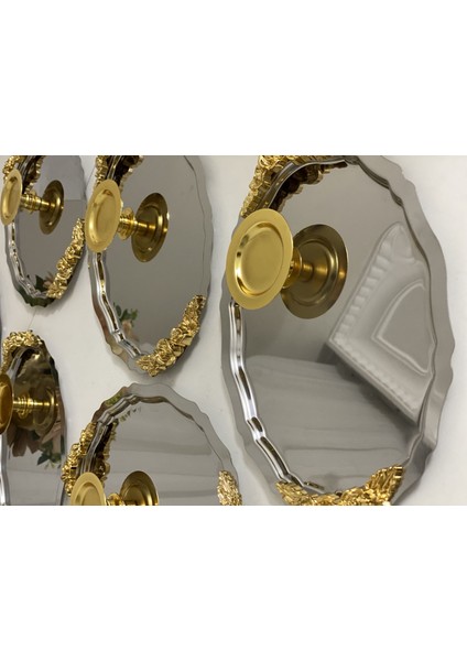 2 Model Çelik Oval Kulplu 25 cm Tepsi ve Gold Makaronluk 6 Lı Takım