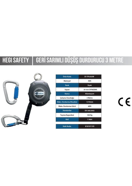 Hegı Gerı Sarımlı Düsüs Durdurucu 3 mt