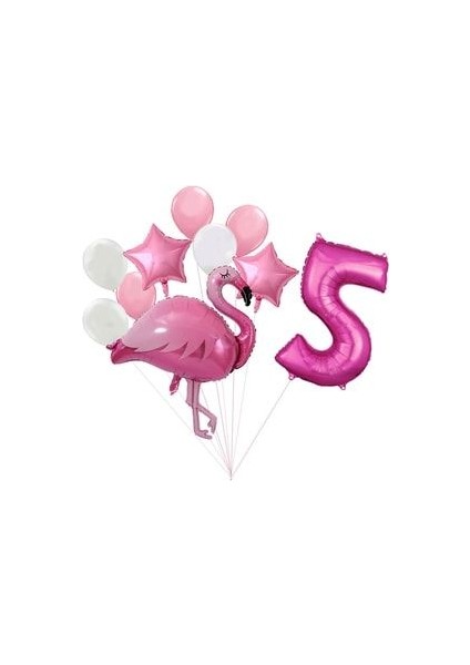 Flamingo Balon Fuşya Rakam Balon Pembe Beyaz Balon Buketi