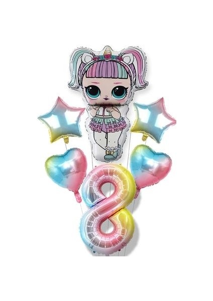 Lisanslı Unicorn Lol Bebek Pembe Rakam Balon Seti Lol Surprise 8 Yaş Pembe Rakam Balon