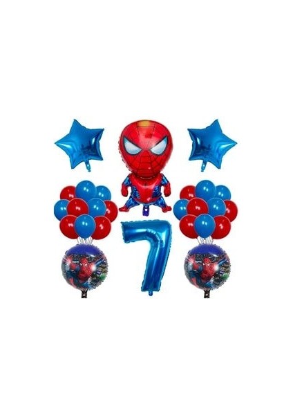 Örümcekadam Balon Karşılama Seti Spiderman Mavi Rakam Balon